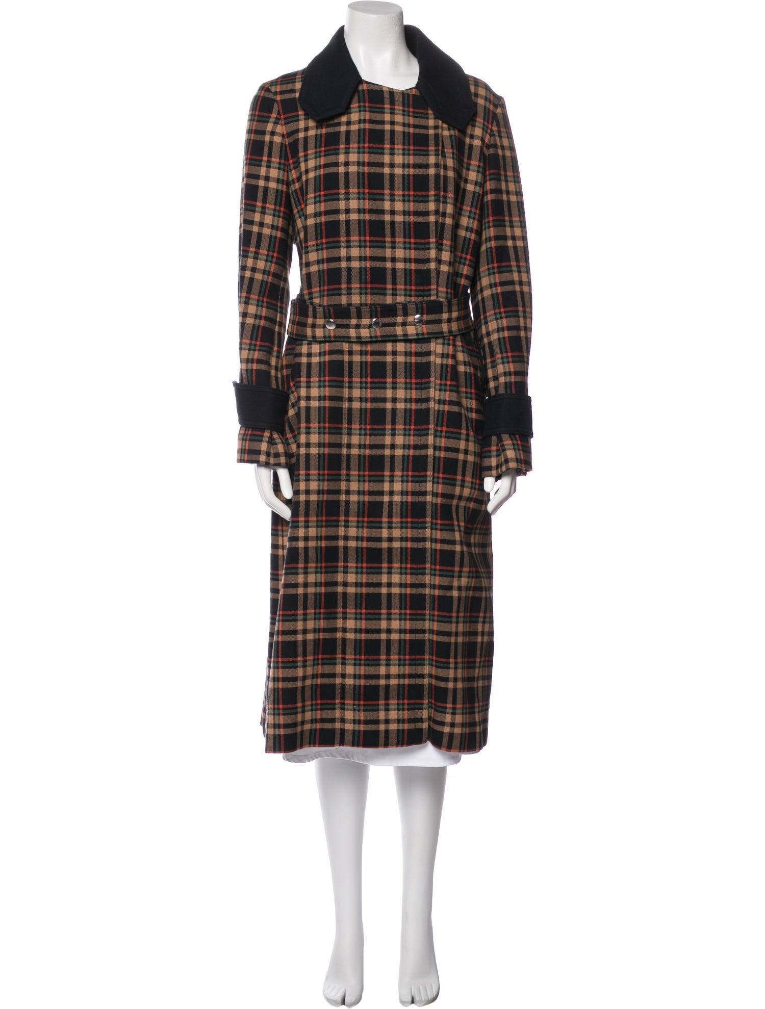 Victoria Beckham Plaid Print Trench Coat