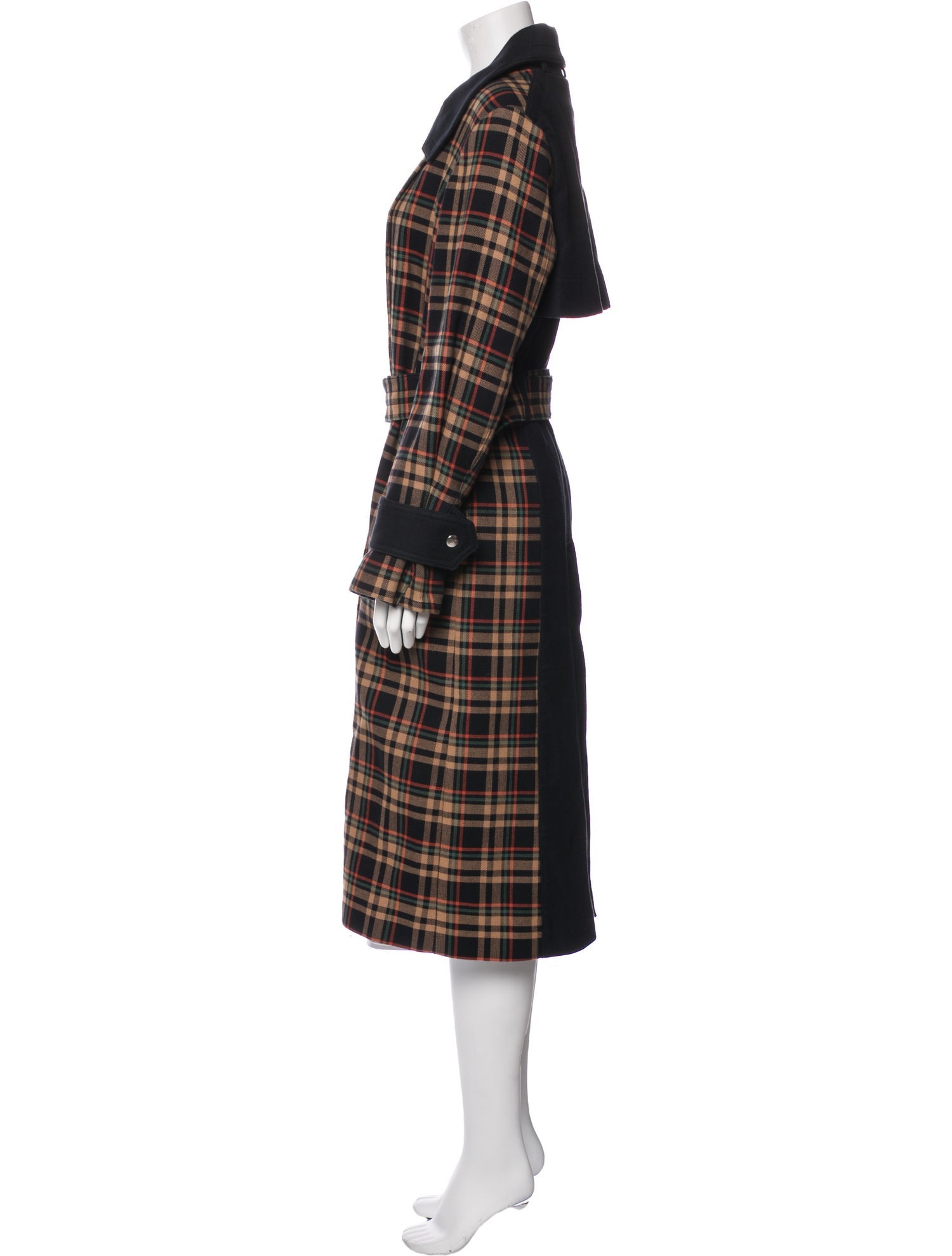 Victoria Beckham Plaid Print Trench Coat