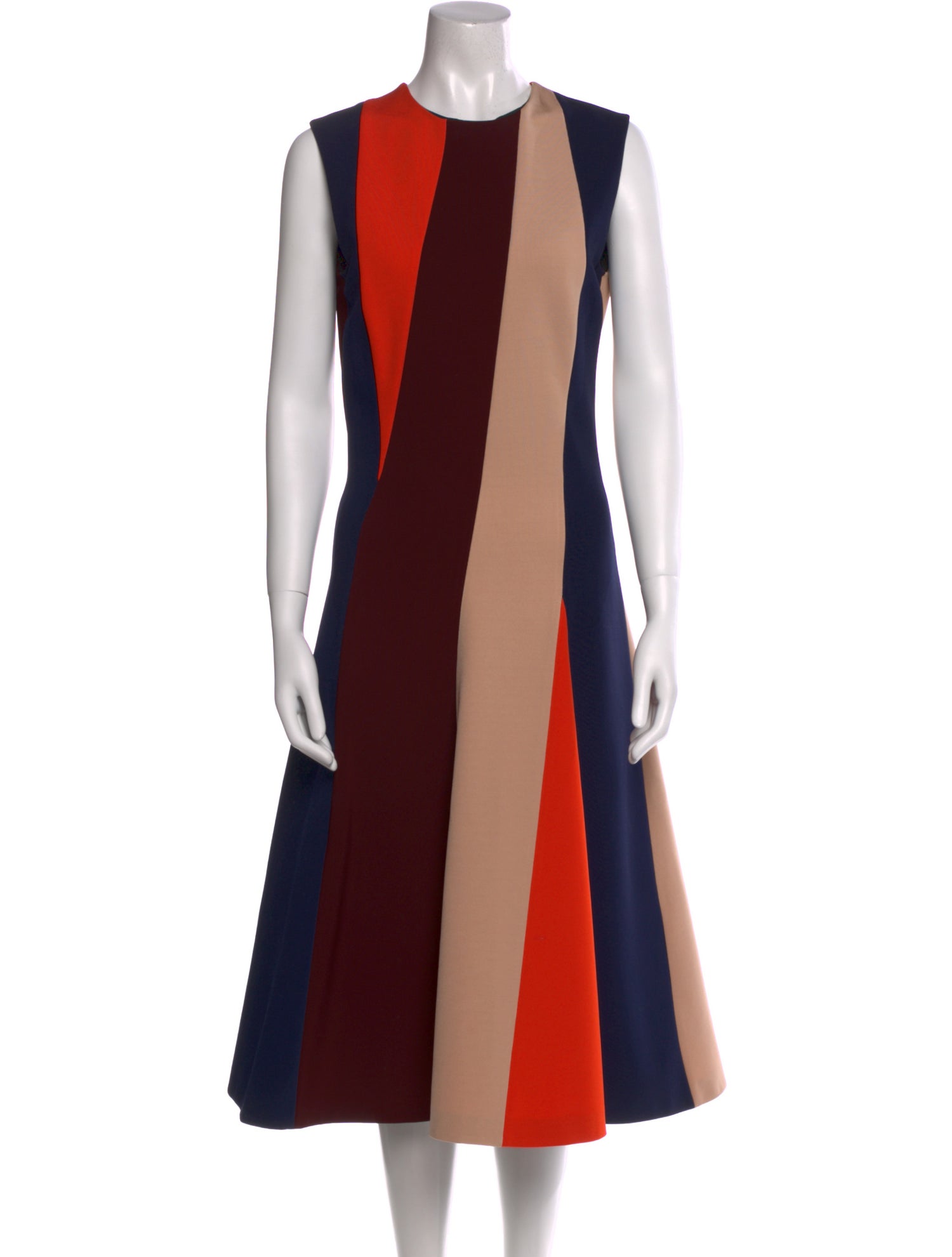 Victoria Beckham Striped Midi Length Dress