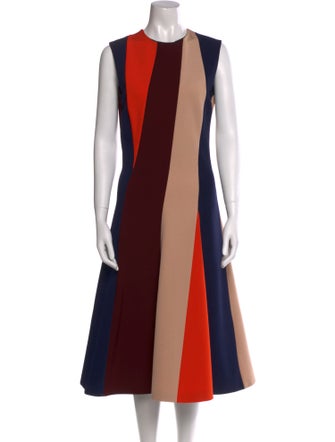 Victoria Beckham Striped Midi Length Dress
