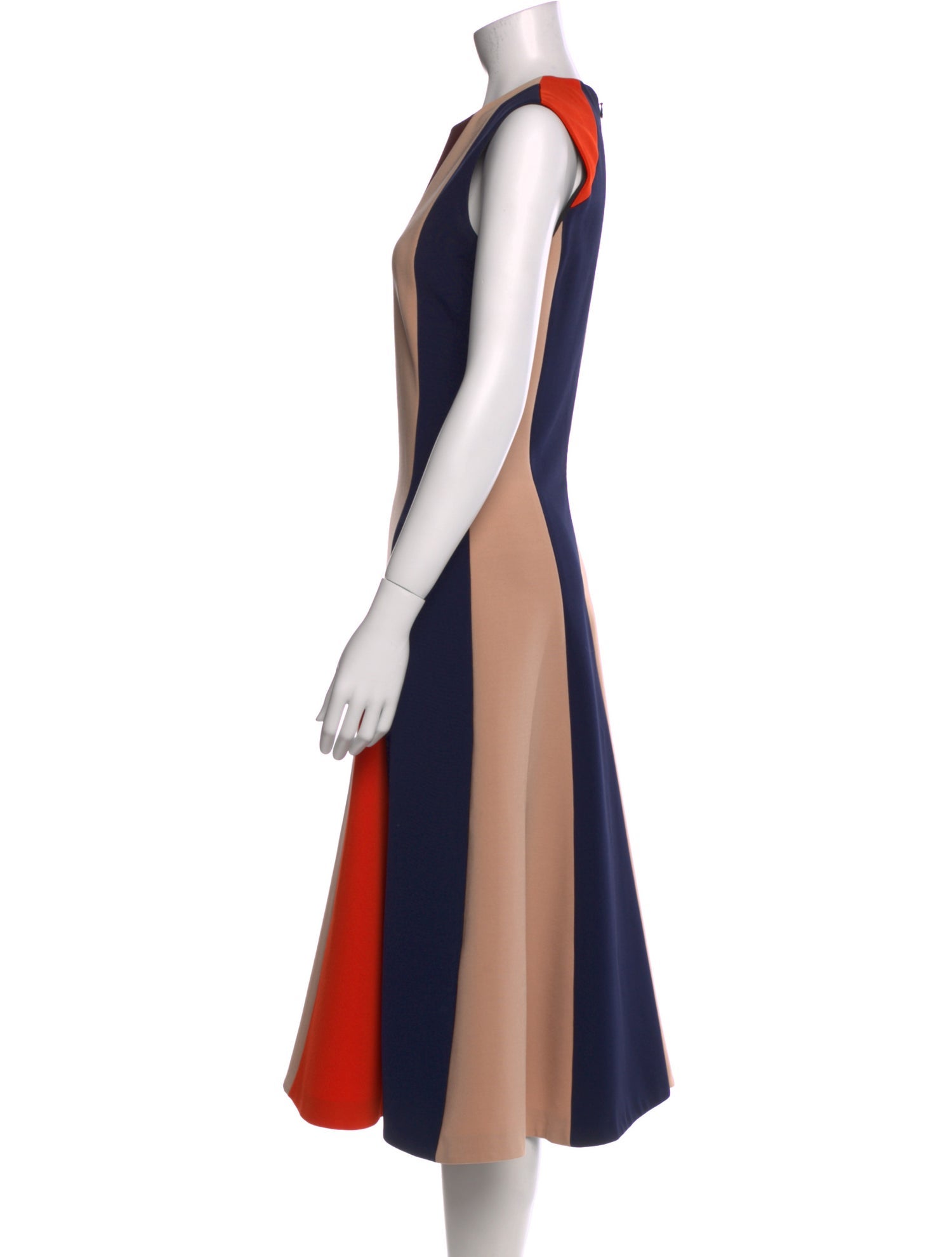 Victoria Beckham Striped Midi Length Dress