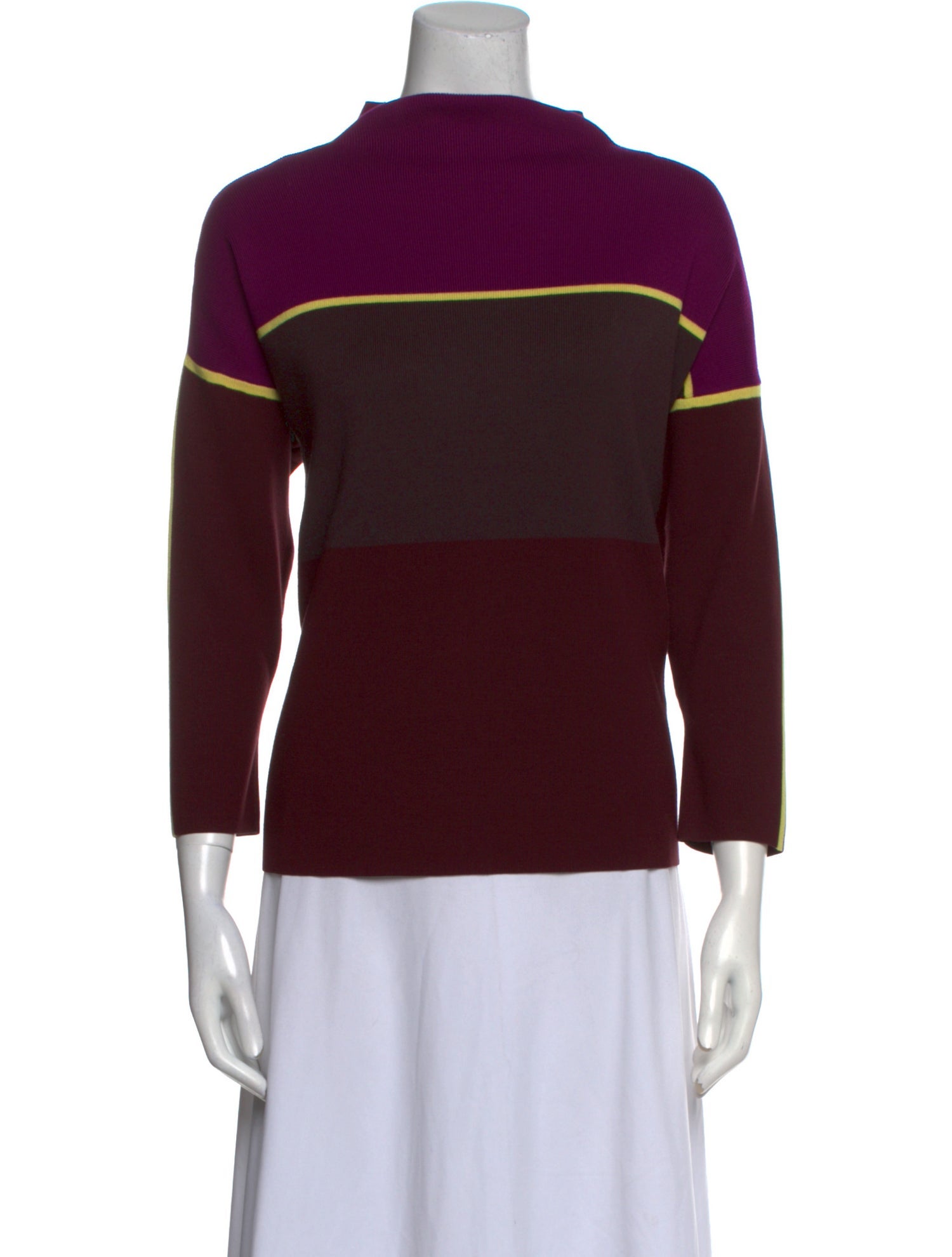 Victoria Beckham Wool Colorblock Pattern Sweatshirt