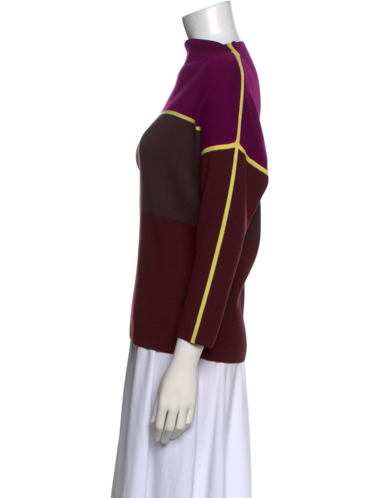 Victoria Beckham Wool Colorblock Pattern Sweatshirt