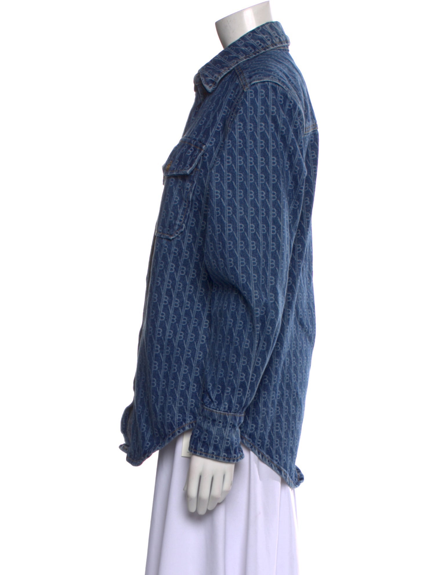 Victoria Beckham Printed Long Sleeve Button-Up Top