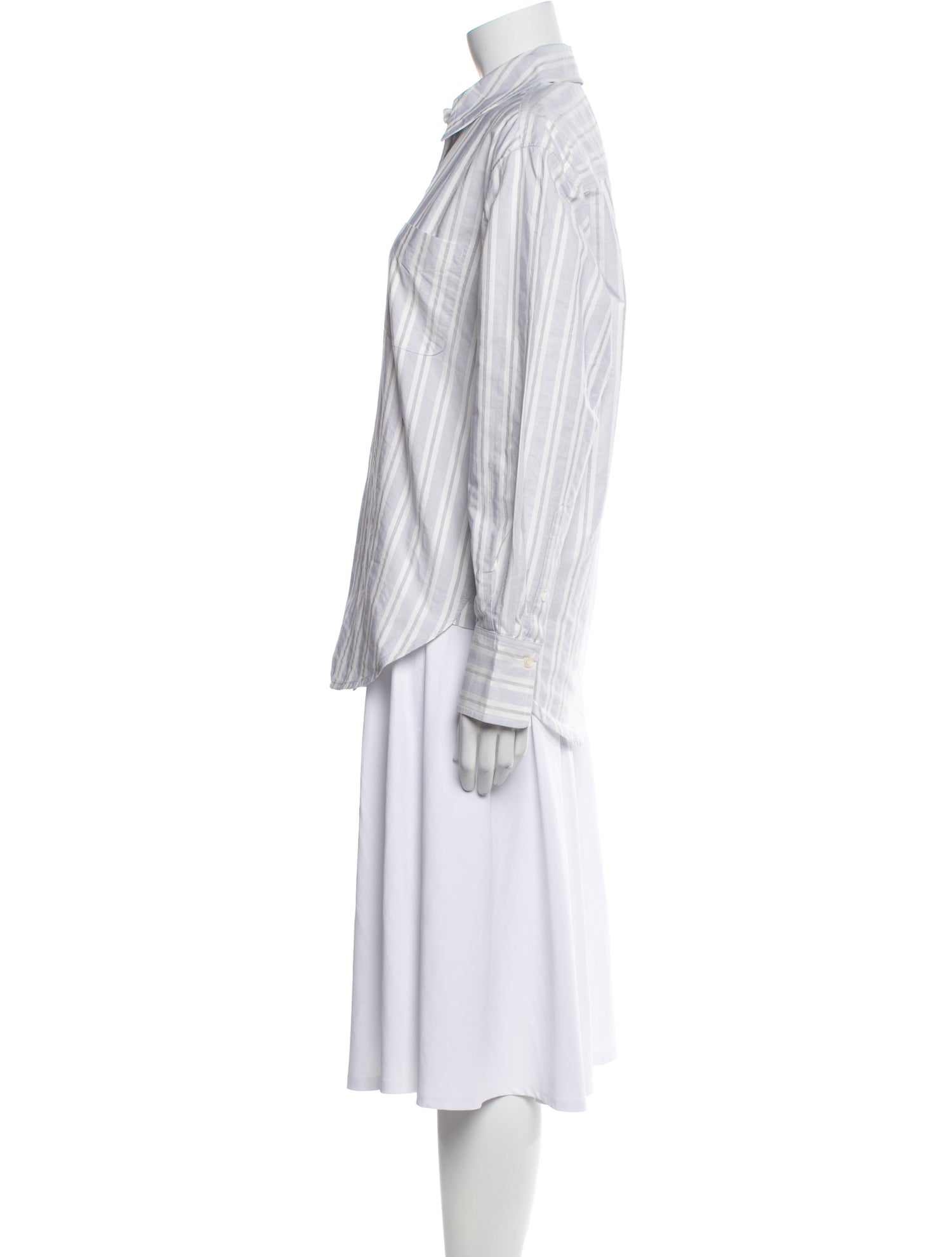 Victoria Beckham Striped Long Sleeve Button-Up Top