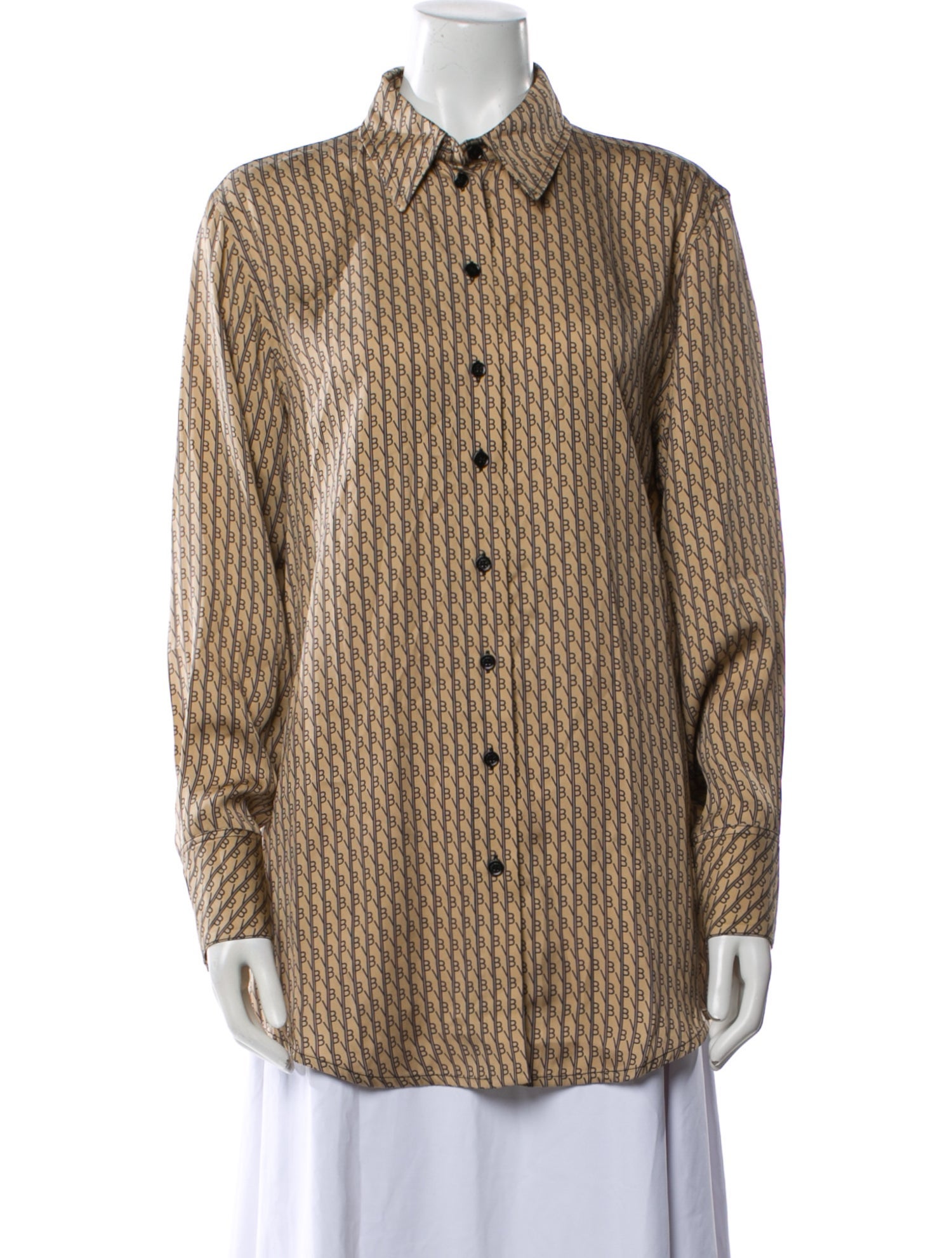 Victoria Beckham Printed Long Sleeve Button-Up Top