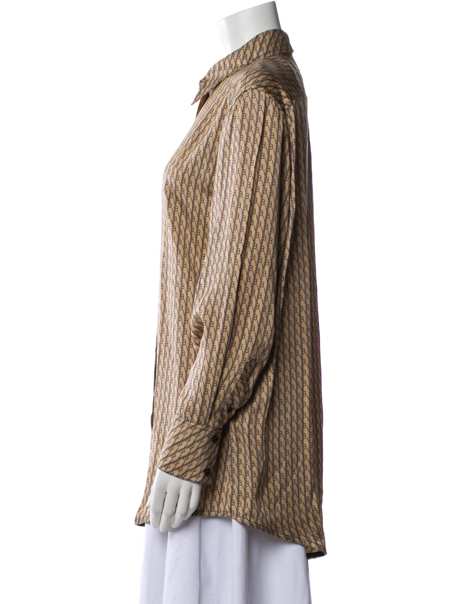 Victoria Beckham Printed Long Sleeve Button-Up Top