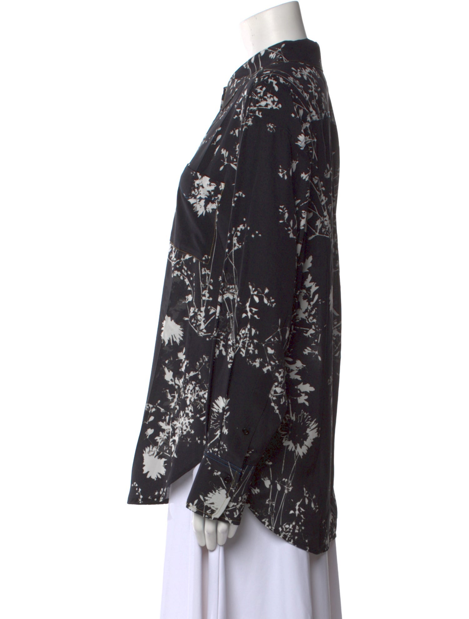 Victoria Beckham Silk Floral Print Button-Up Top