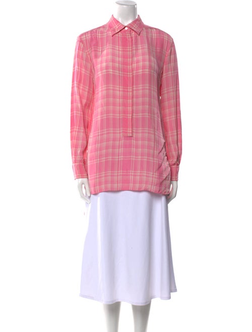 Victoria Beckham Plaid Print Long Sleeve Tunic