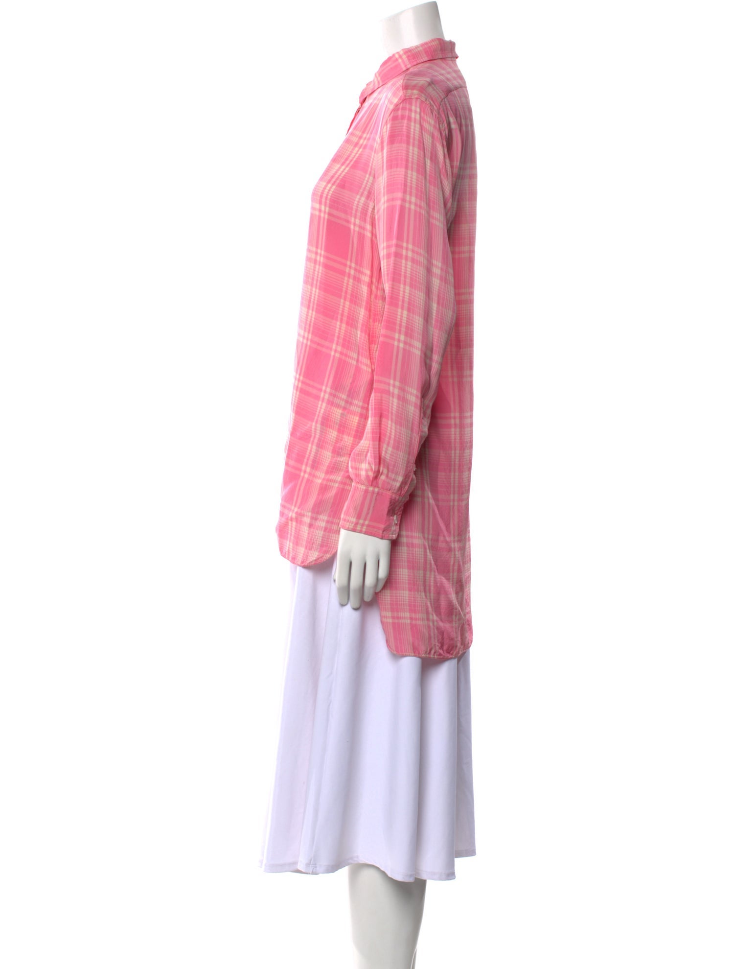 Victoria Beckham Plaid Print Long Sleeve Tunic