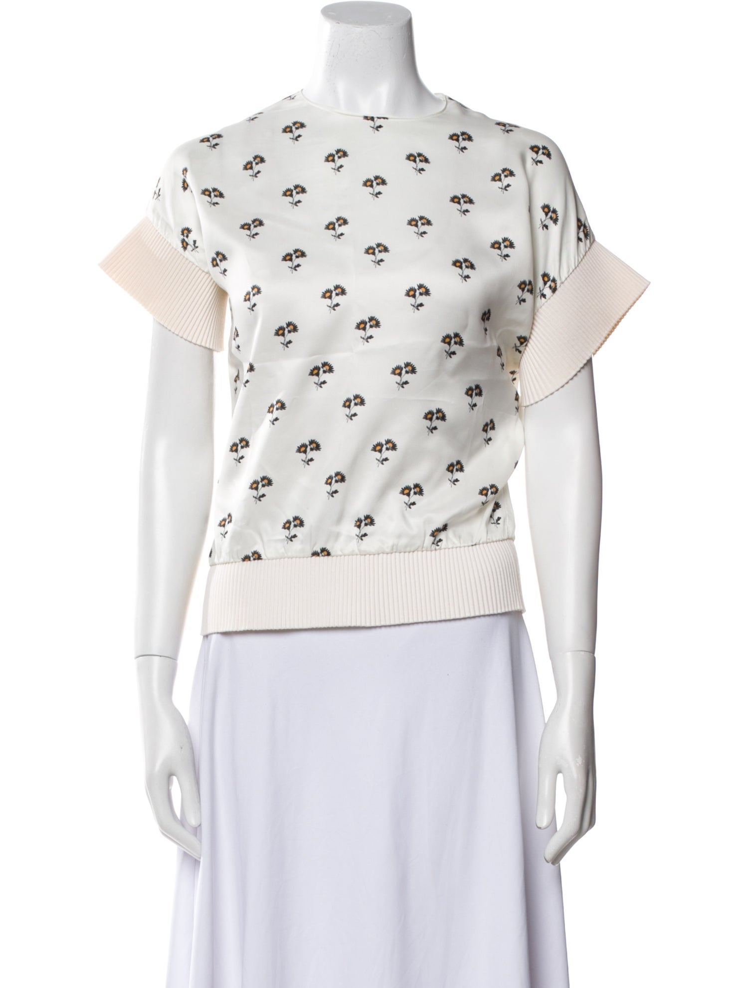 Victoria Beckham Floral Print Crew Neck Top
