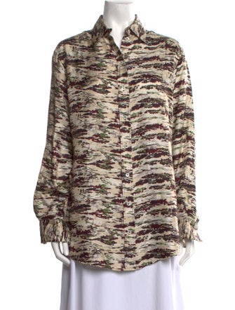 Victoria Beckham Silk Printed Button-Up Top