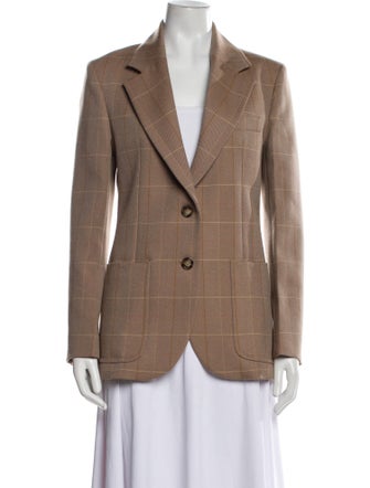 Victoria Beckham Virgin Wool Plaid Print Blazer