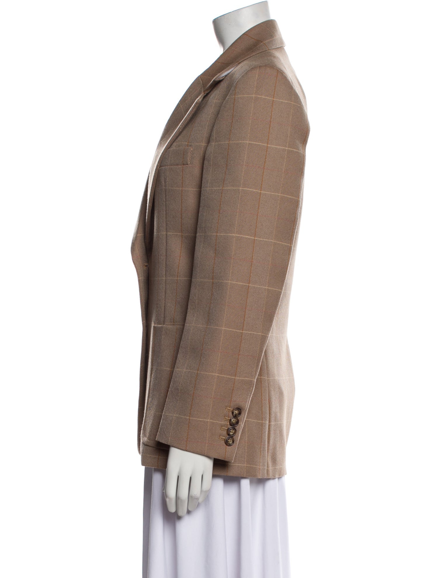 Victoria Beckham Virgin Wool Plaid Print Blazer