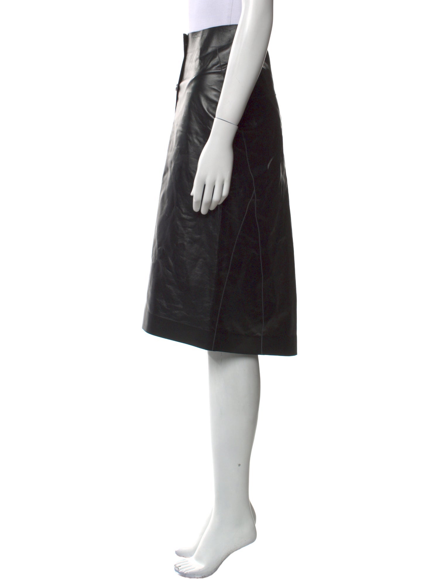 Victoria Beckham Calf Leather Knee-Length Skirt