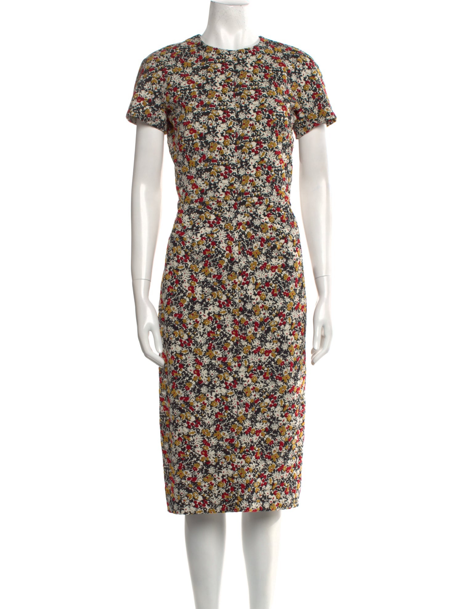 Victoria Beckham Floral Print Midi Length Dress