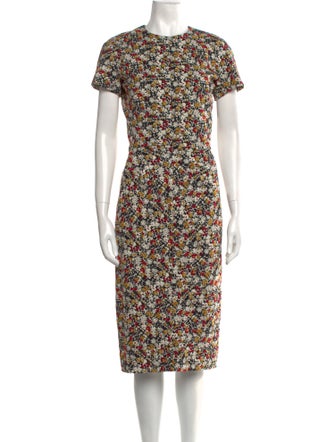 Victoria Beckham Floral Print Midi Length Dress