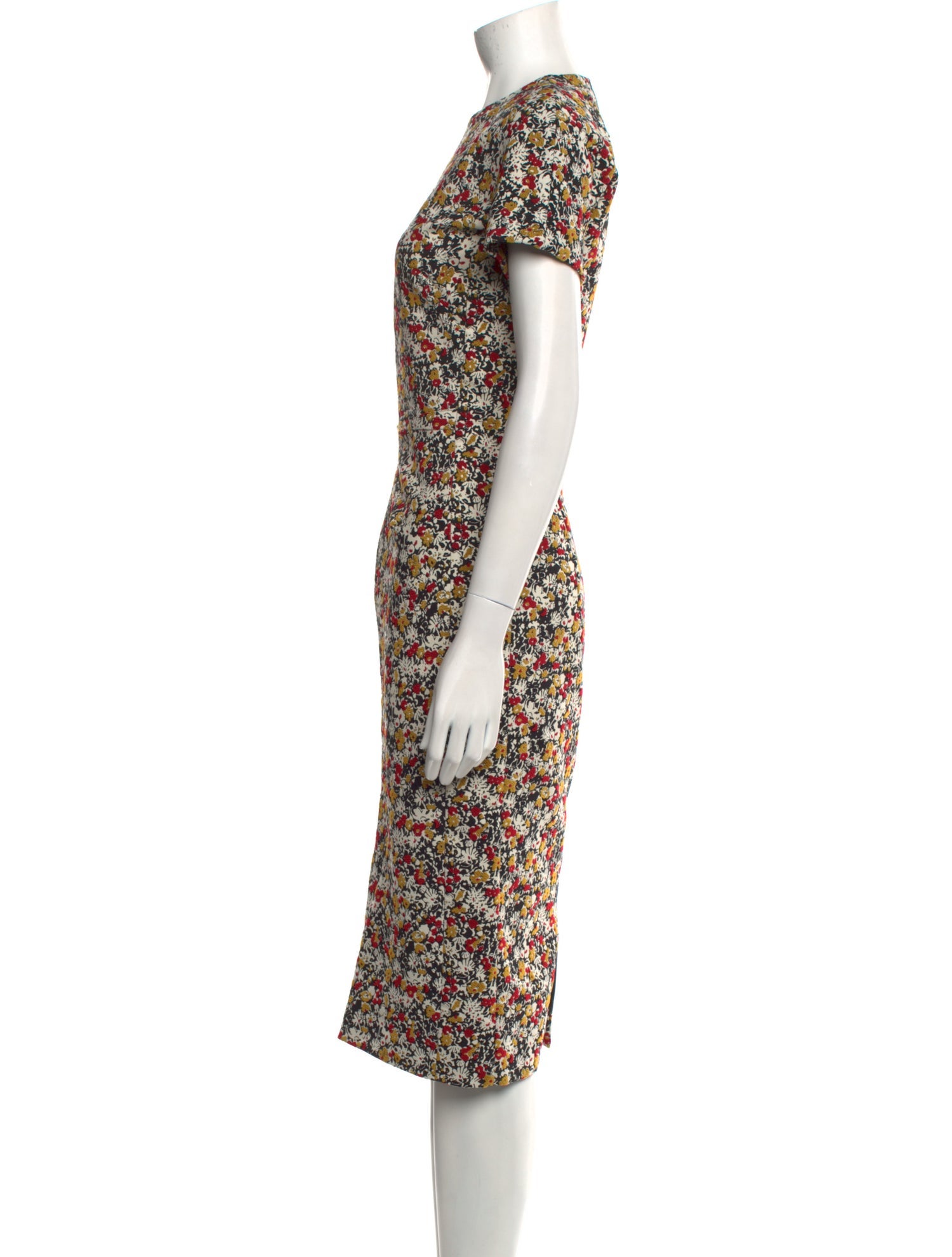 Victoria Beckham Floral Print Midi Length Dress