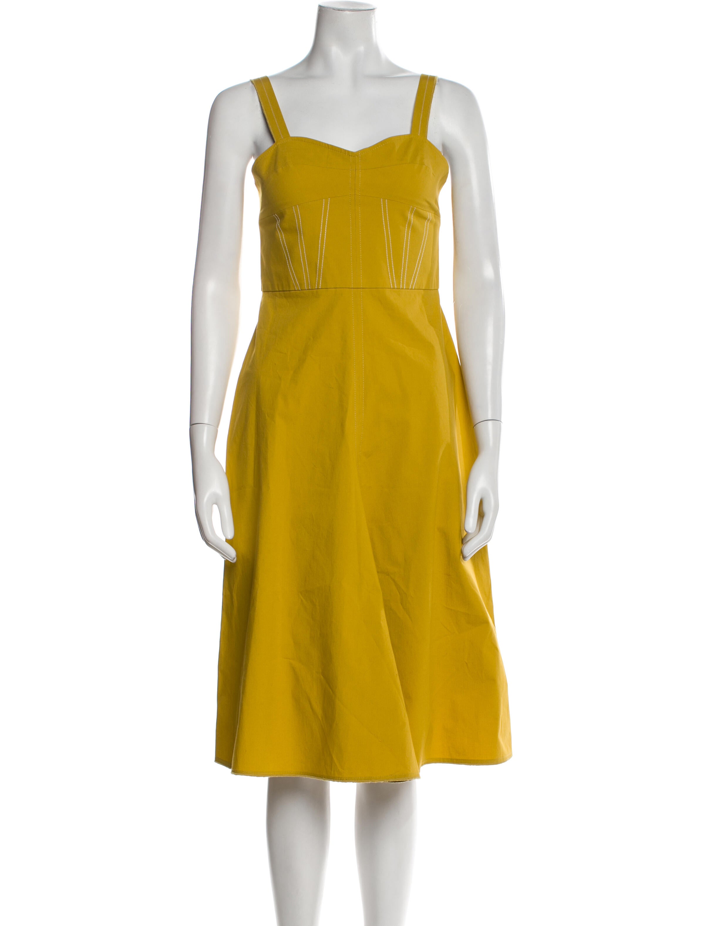 Victoria Beckham Square Neckline Midi Length Dress