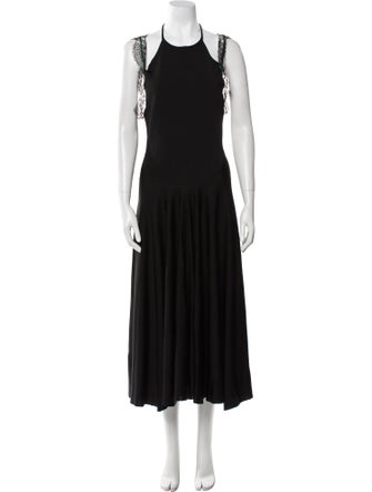 Victoria Beckham Crew Neck Midi Length Dress