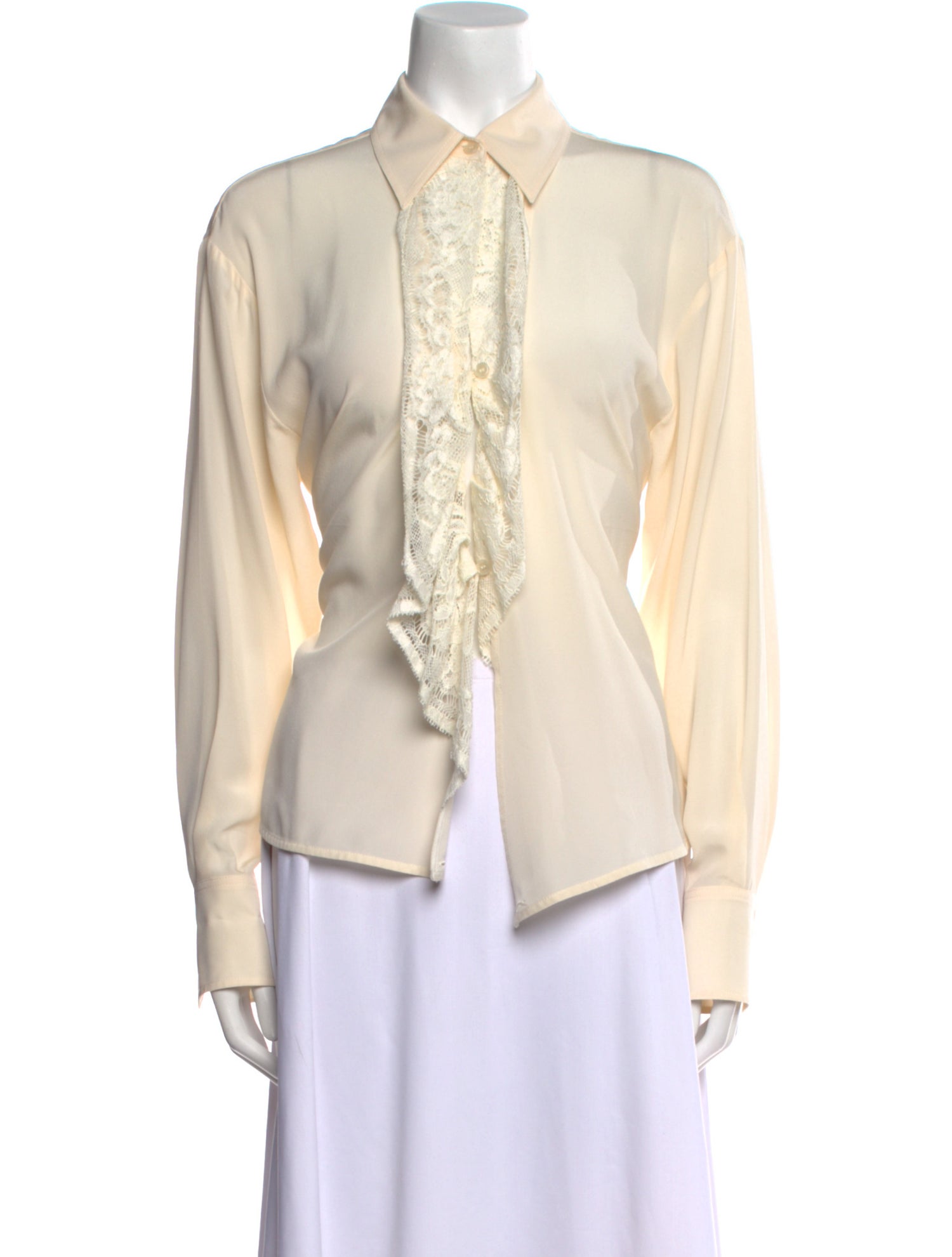 Victoria Beckham Silk Long Sleeve Button-Up Top