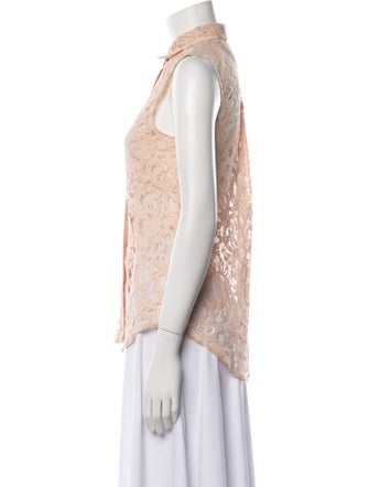 Victoria Beckham Lace Pattern Mock Neck Blouse