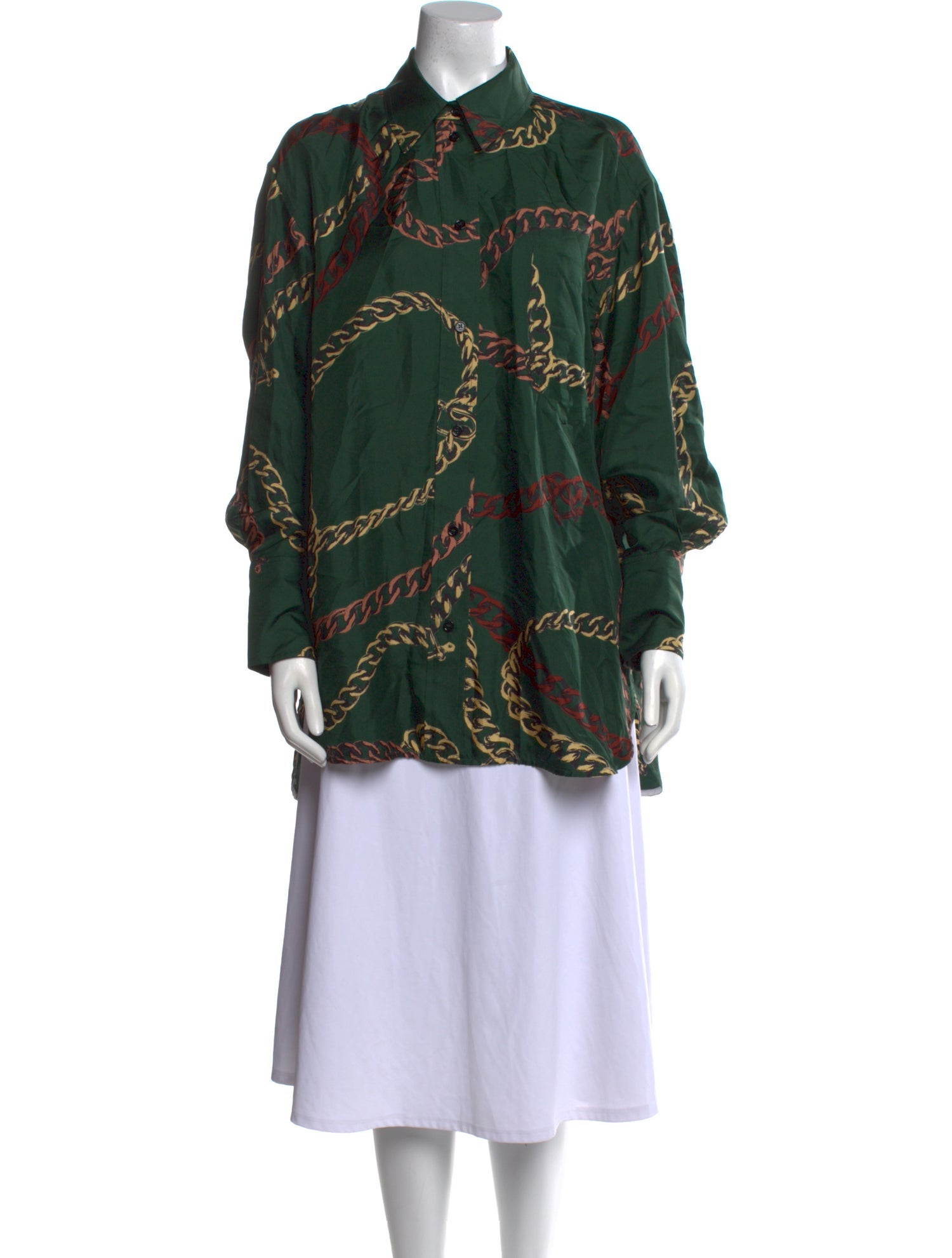 Victoria Beckham Silk Printed Button-Up Top w/ Tags