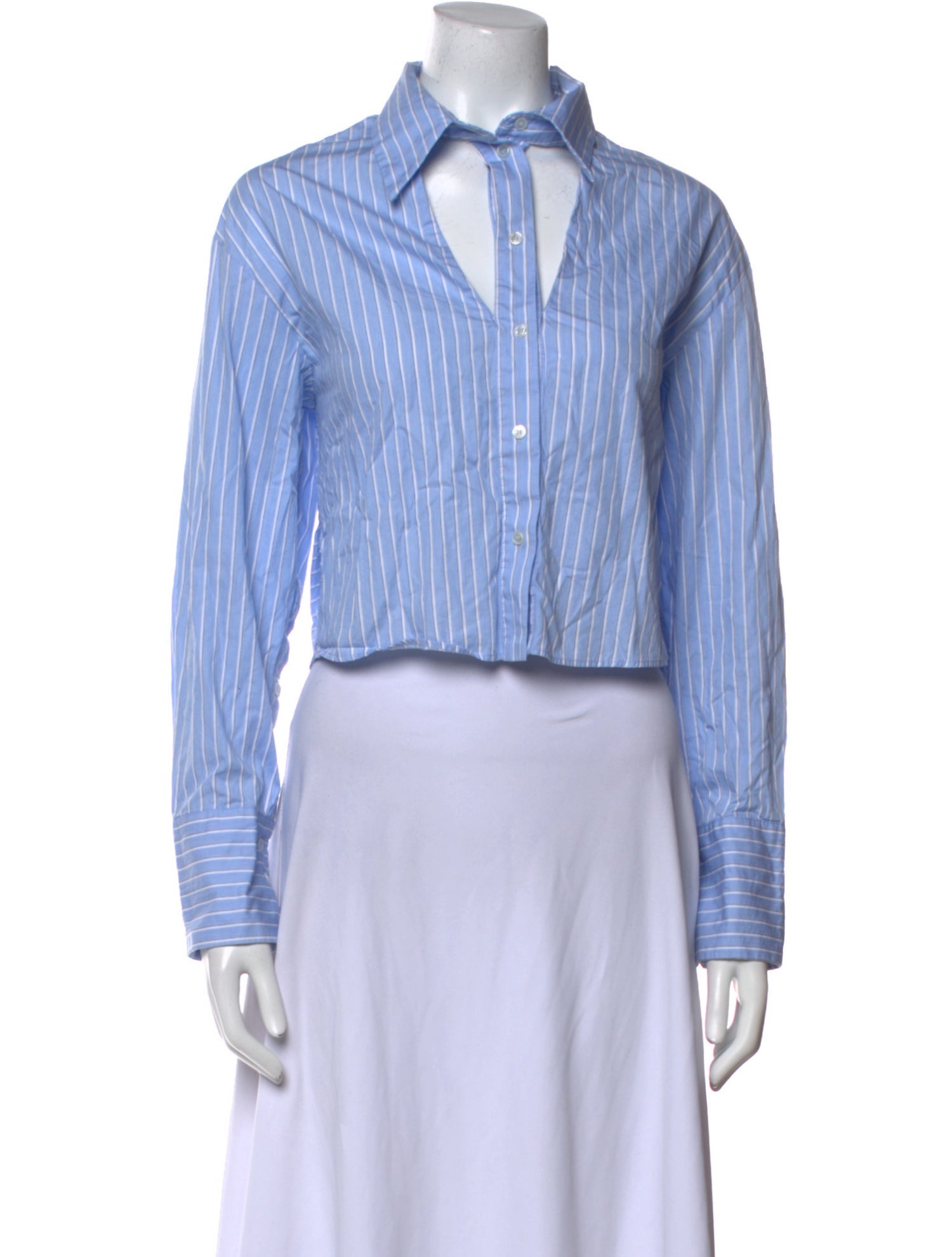 Victoria Beckham Striped Long Sleeve Crop Top