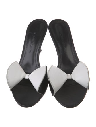 Victoria Beckham Leather Bow Accents Slides