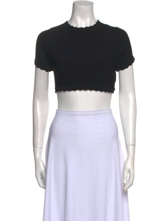 Victoria Beckham Crew Neck Short Sleeve Crop Top