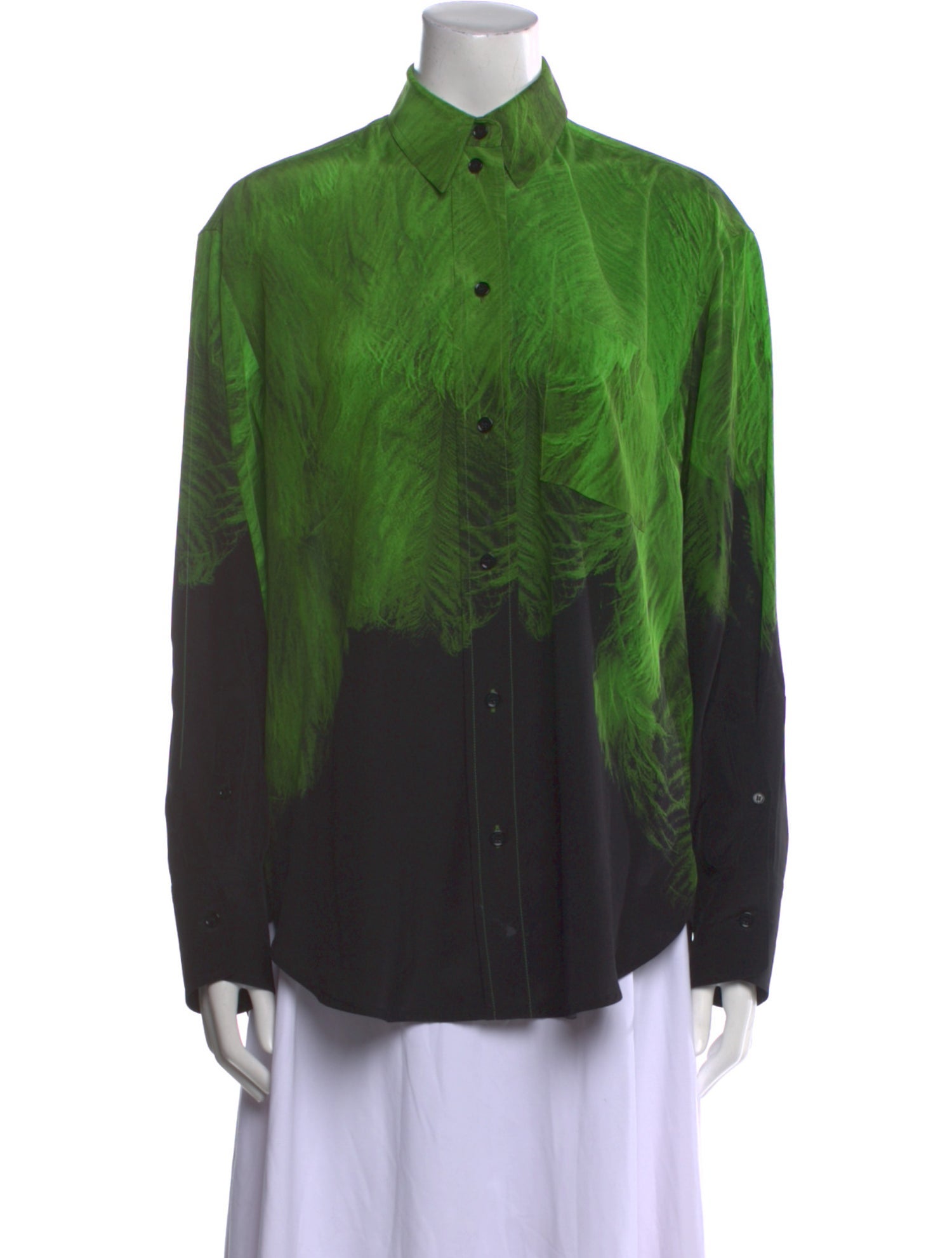 Victoria Beckham Silk Tie-Dye Print Button-Up Top