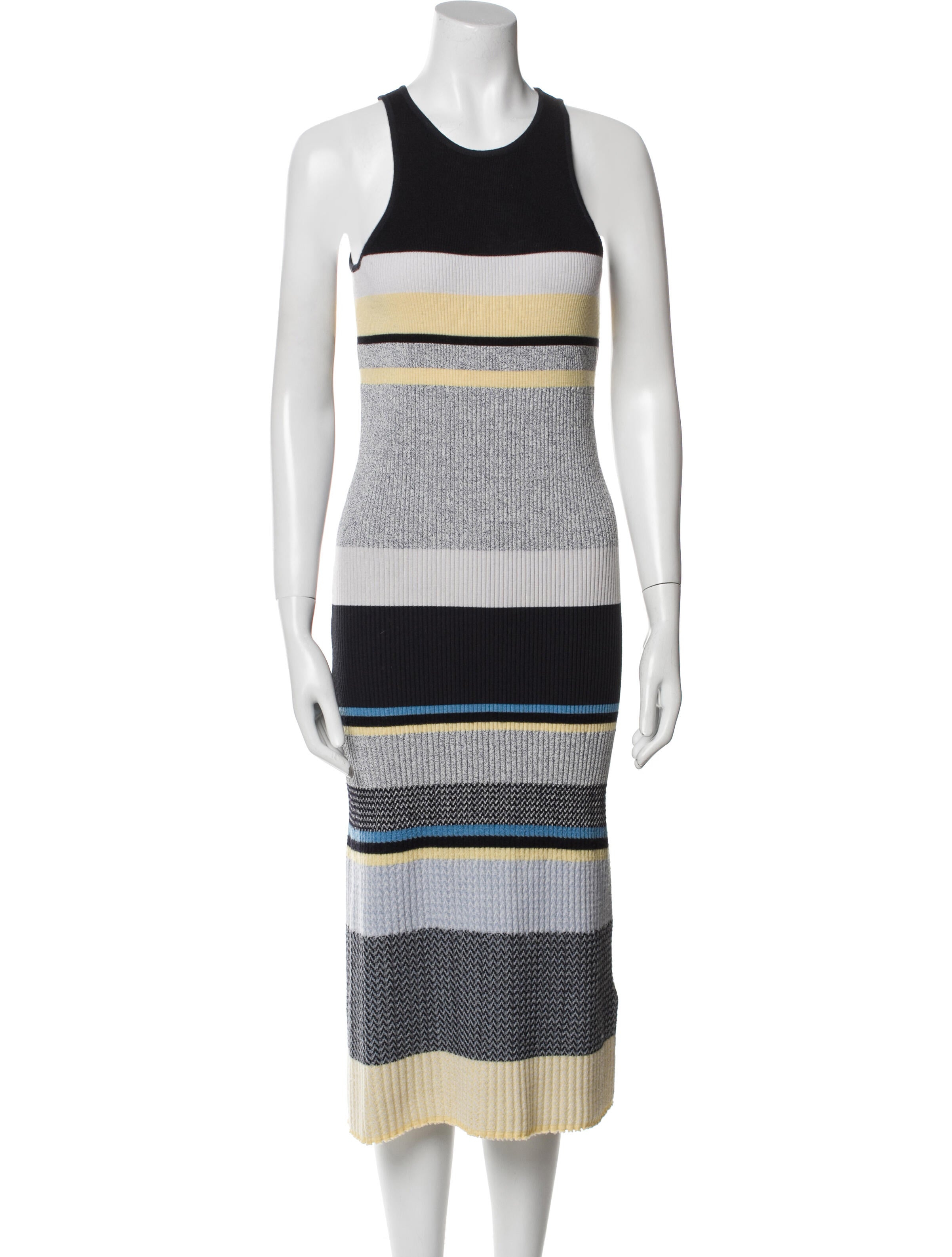 Victoria Beckham Striped Midi Length Dress