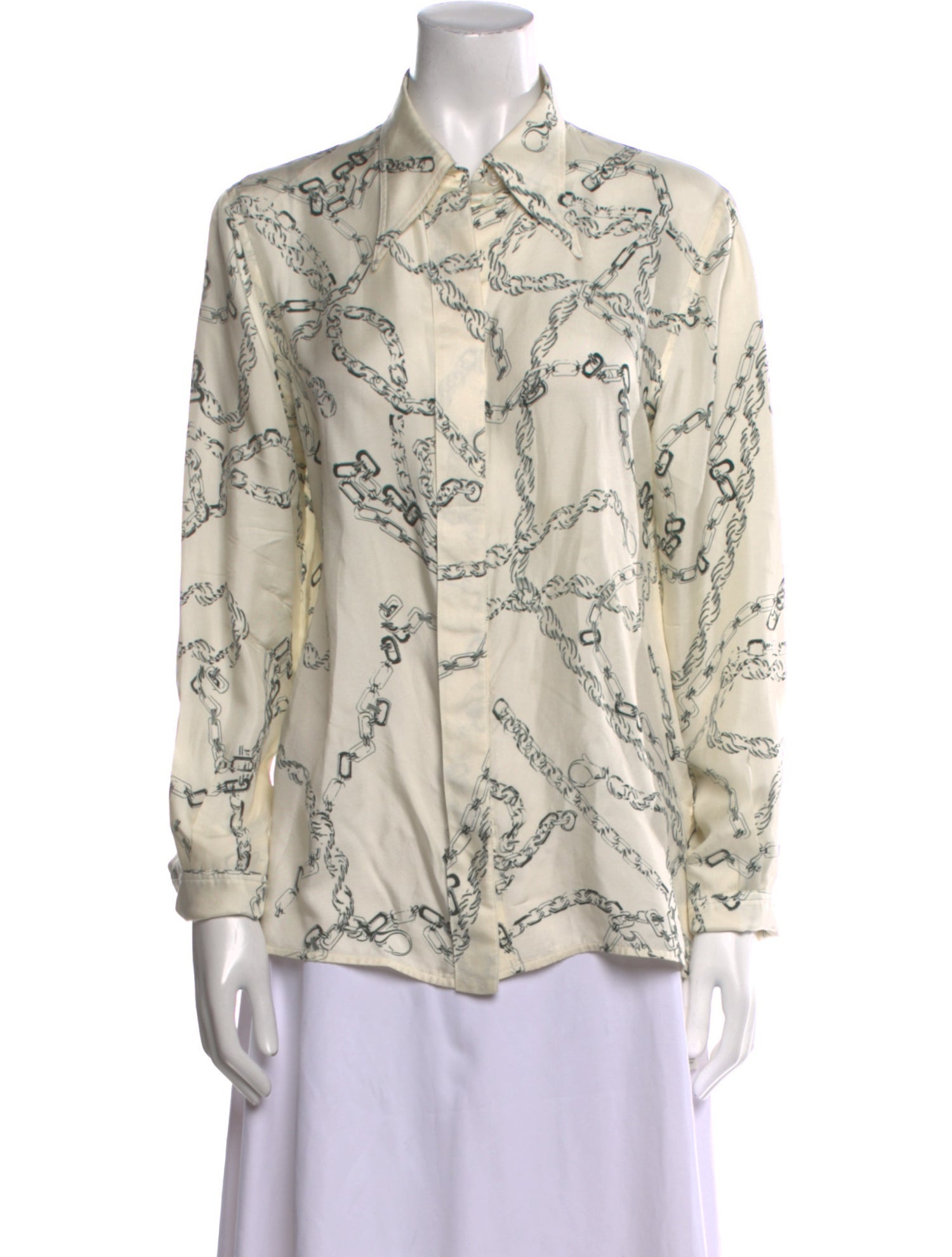 Victoria Beckham Silk Printed Button-Up Top