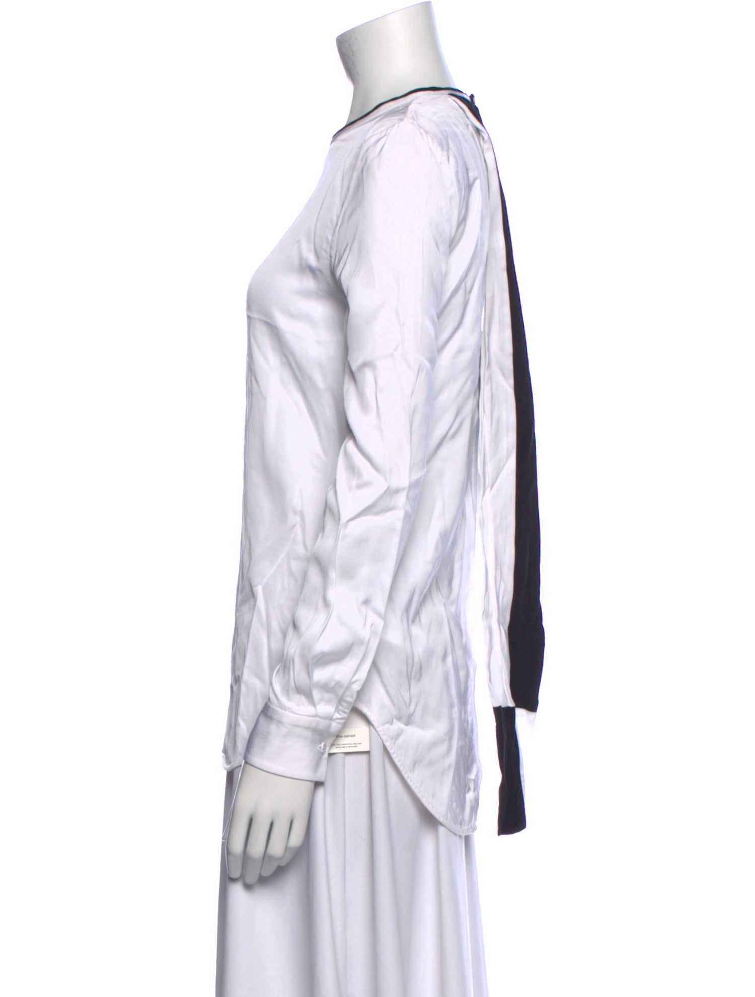 Victoria Beckham Crew Neck Long Sleeve Button-Up Top