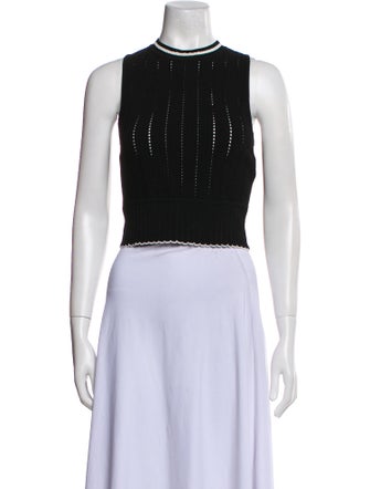 Victoria Beckham Mock Neck Sleeveless Crop Top