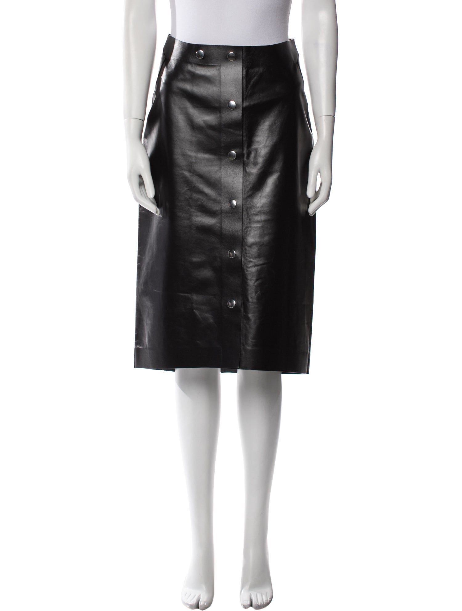 Victoria Beckham Calf Leather Knee-Length Skirt