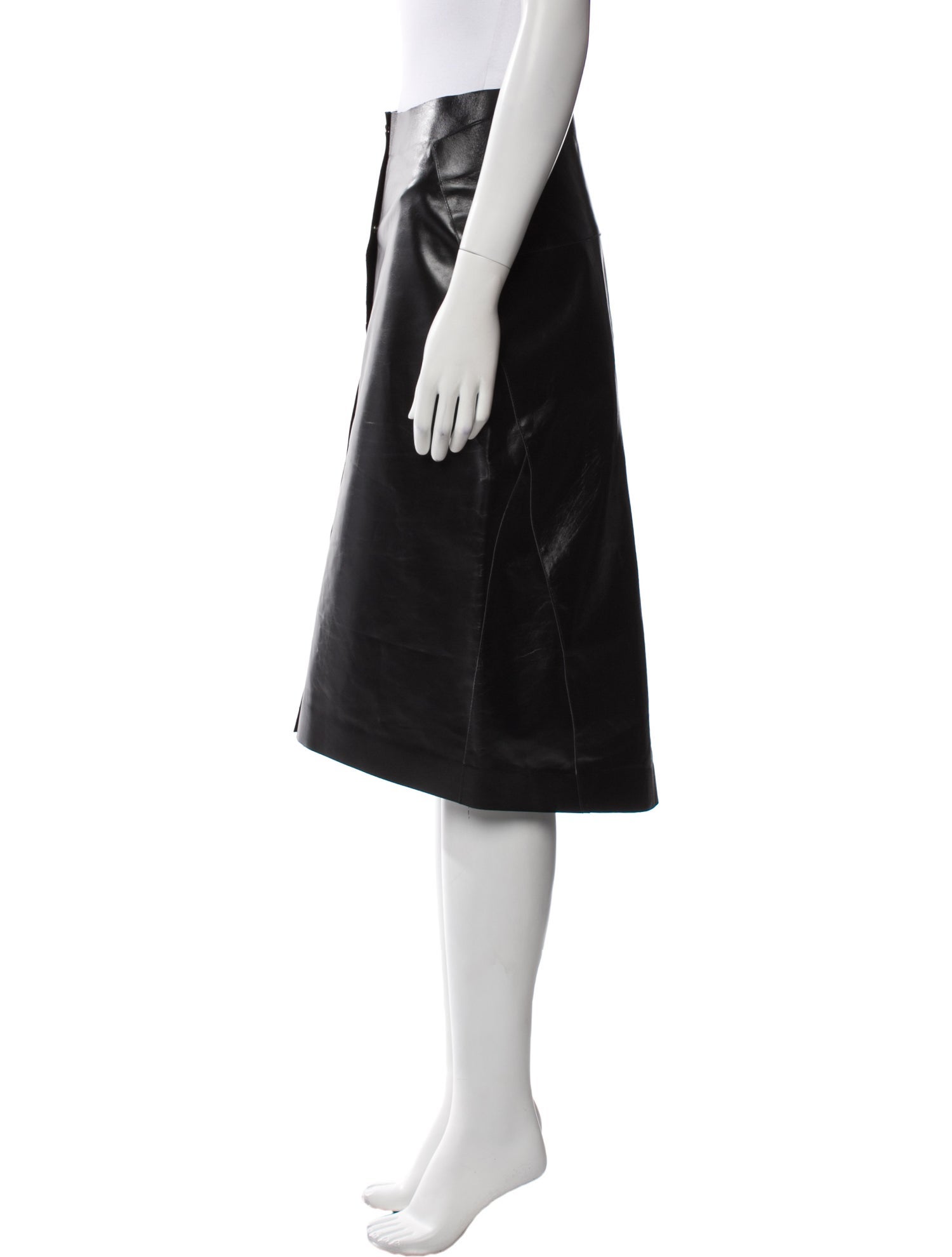 Victoria Beckham Calf Leather Knee-Length Skirt