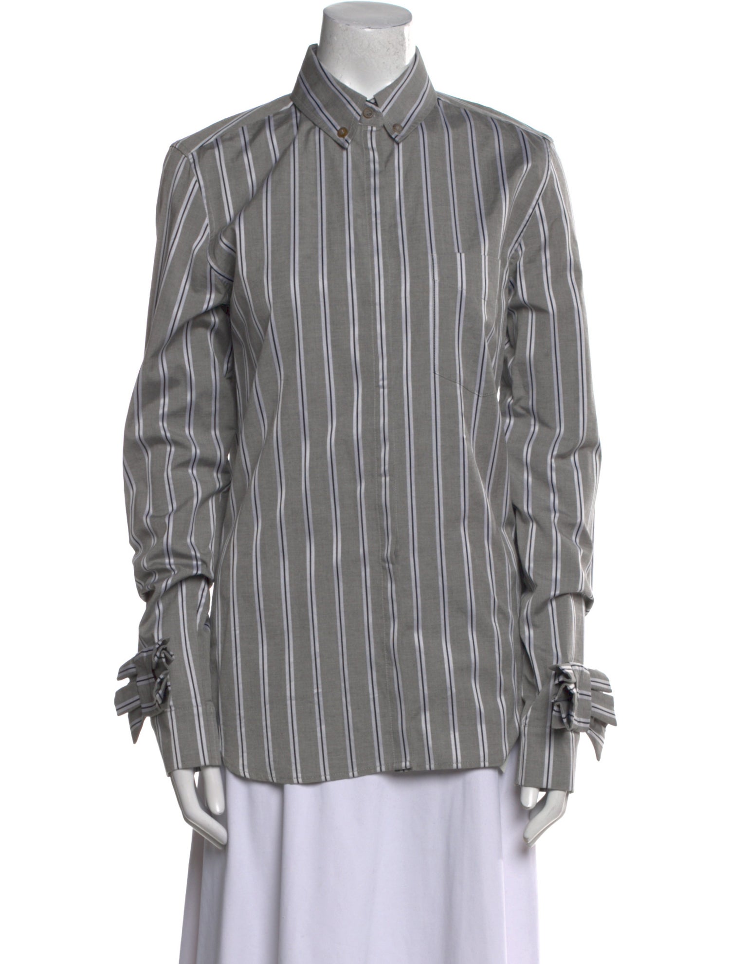 Victoria Victoria Beckham Striped Long Sleeve Button-Up Top