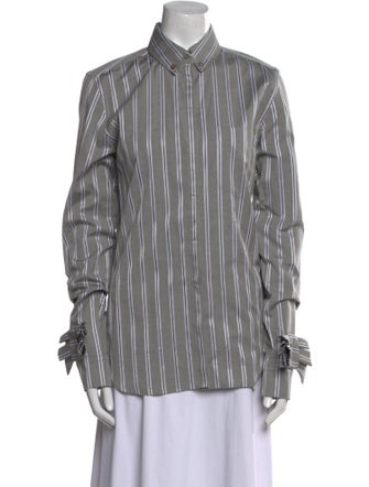 Victoria Victoria Beckham Striped Long Sleeve Button-Up Top