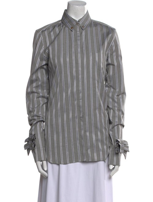 Victoria Victoria Beckham Striped Long Sleeve Button-Up Top