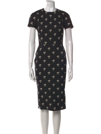 Victoria Beckham Floral Print Midi Length Dress