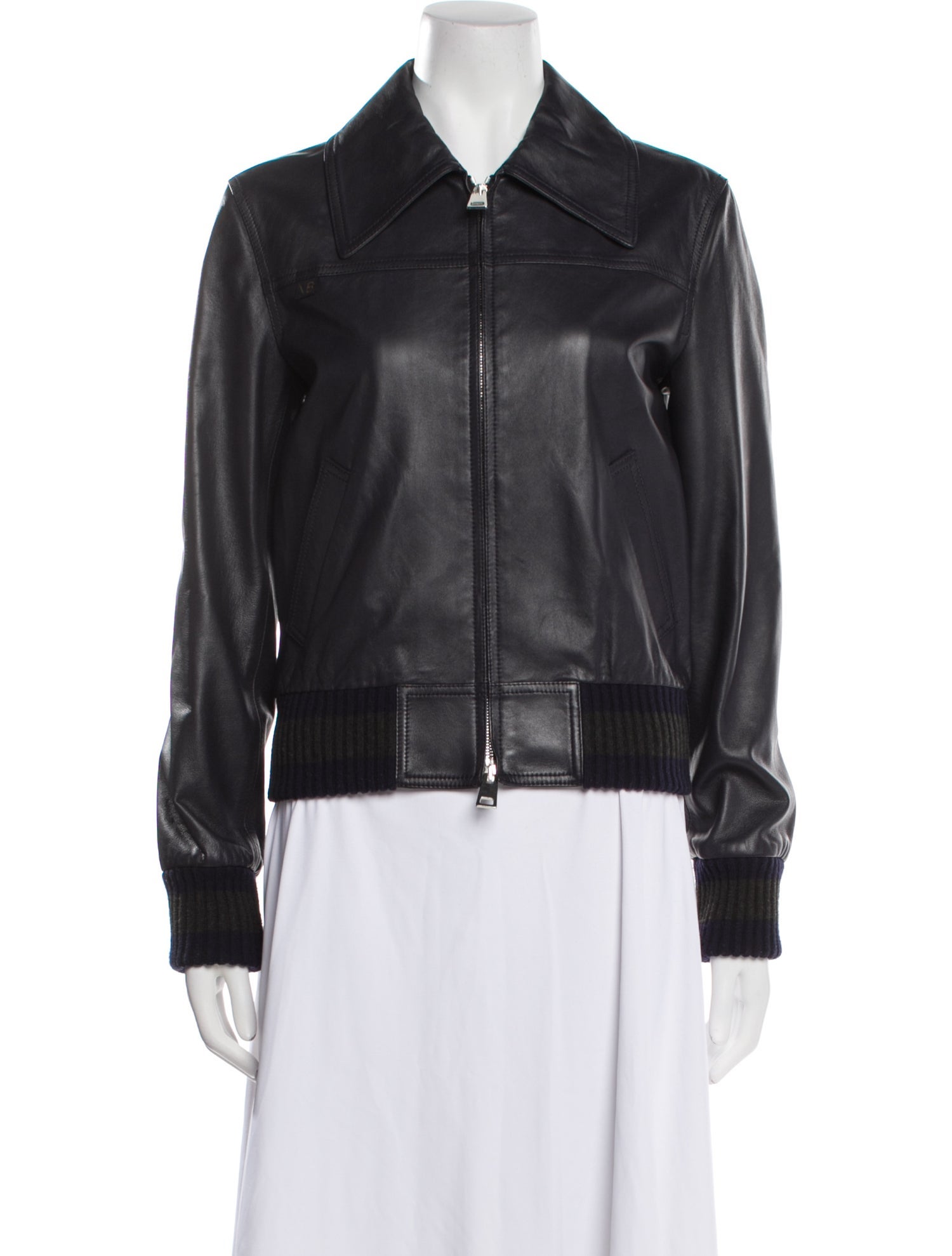 Victoria Beckham Leather Bomber Jacket
