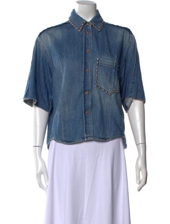 Victoria Beckham Three-Quarter Sleeve Button-Up Top