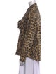 Victoria Beckham Animal Print Tie Neck Button-Up Top