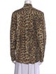 Victoria Beckham Animal Print Tie Neck Button-Up Top