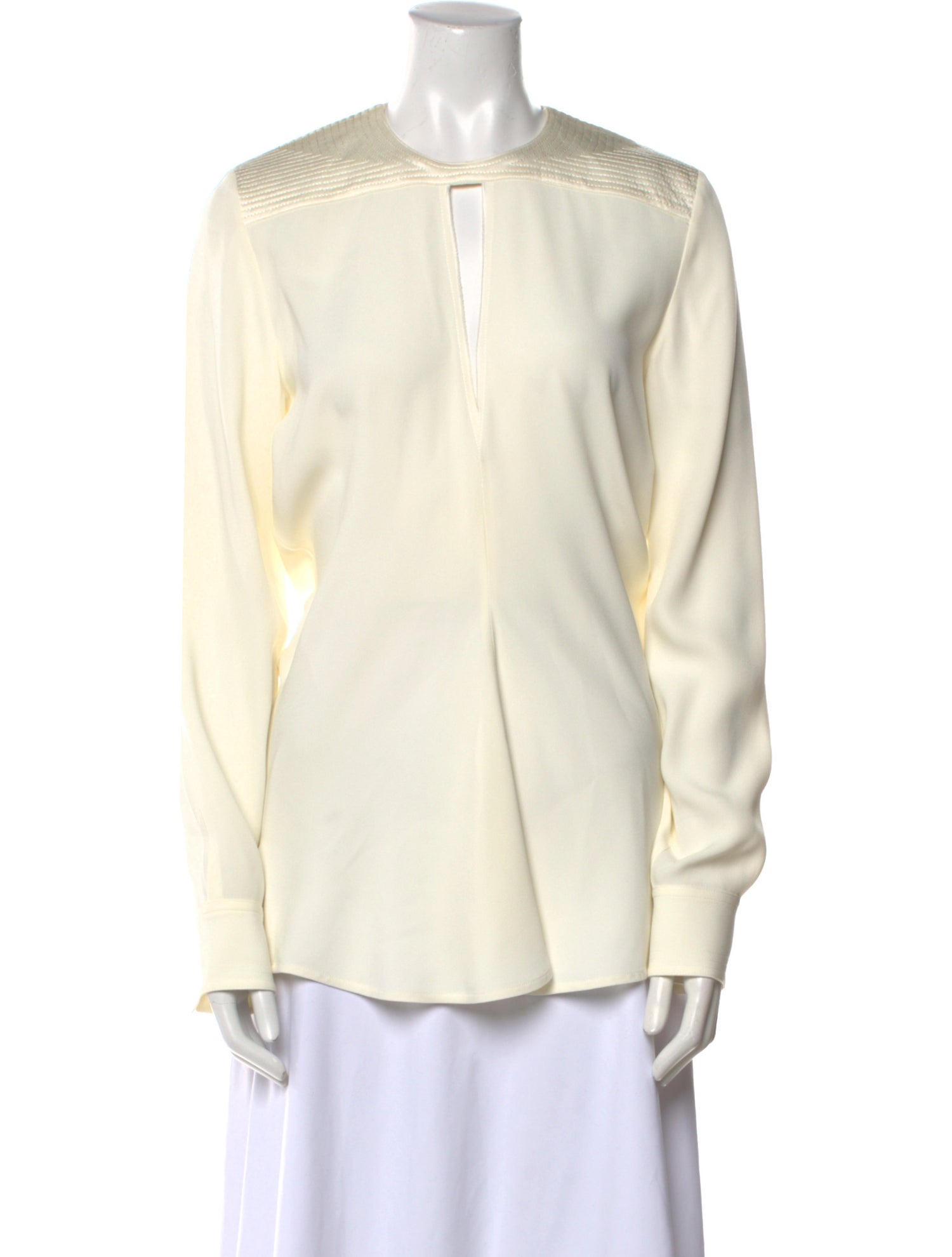 Victoria Beckham Crew Neck Long Sleeve Blouse