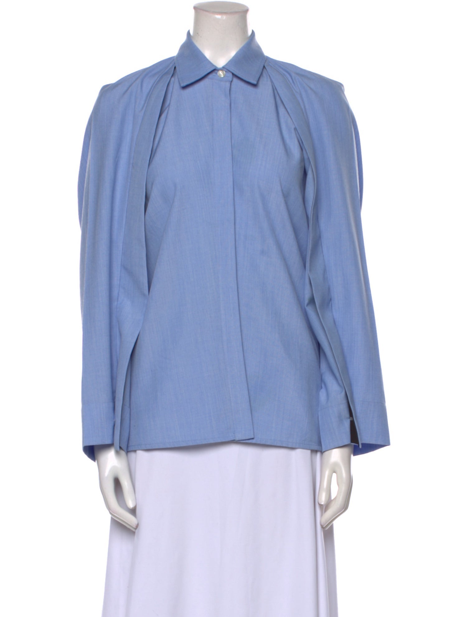 Victoria Beckham Virgin Wool Long Sleeve Blouse