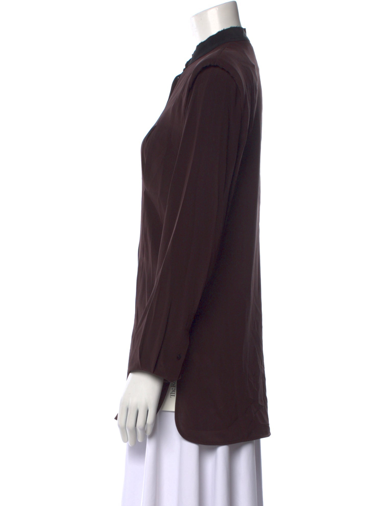 Victoria Beckham Silk Mock Neck Button-Up Top