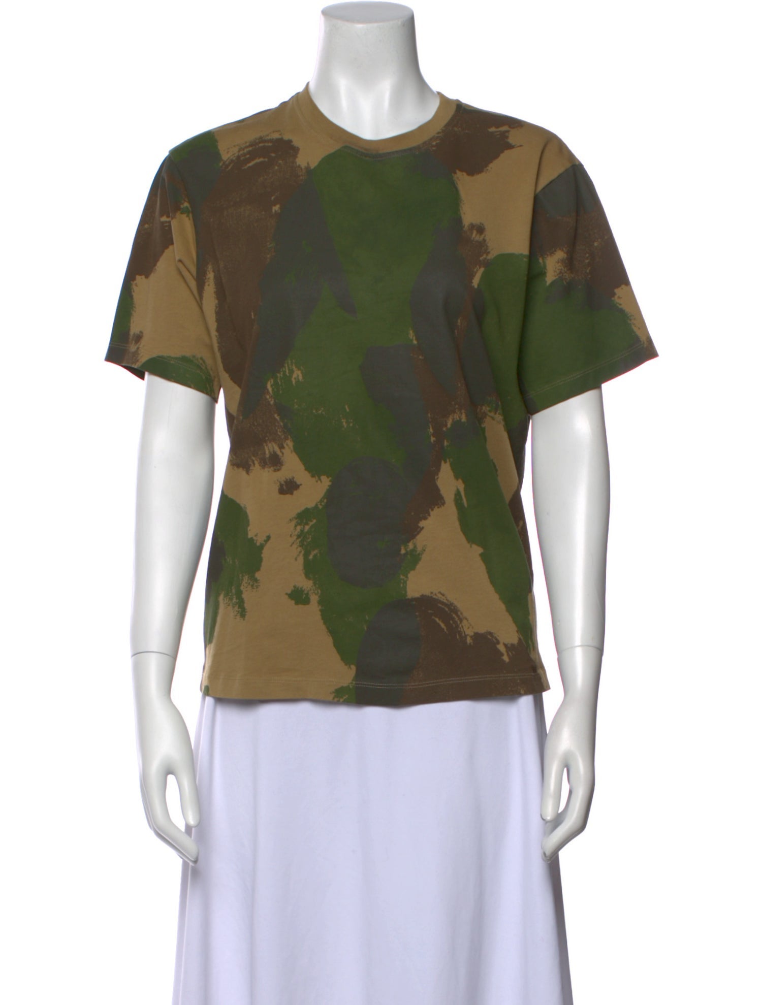 Victoria Beckham Camouflage Print Crew Neck T-Shirt