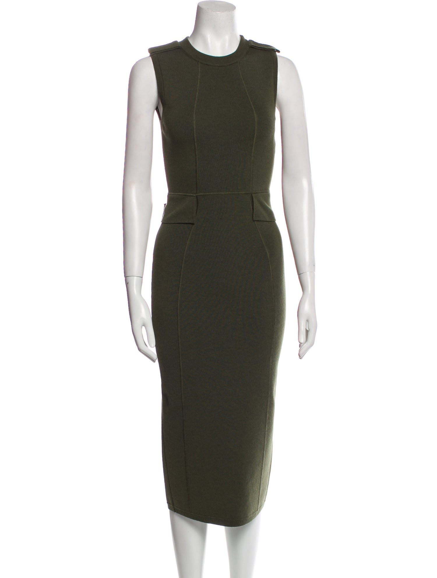 Victoria Beckham Virgin Wool Midi Length Dress